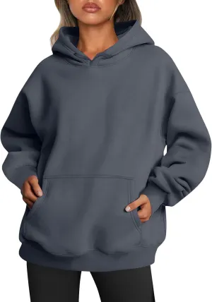 Womens Plain Hoodies Oversized Sweatshirts Pullover Fleece Sweaters With Pockets Winter Fall Outfits Y2k Clothes