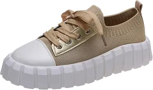 Womens Platform Sneakers White Tennis Shoes Casual Low Top Fashion Sneaker Hiking Workout Sports Gym Footwear