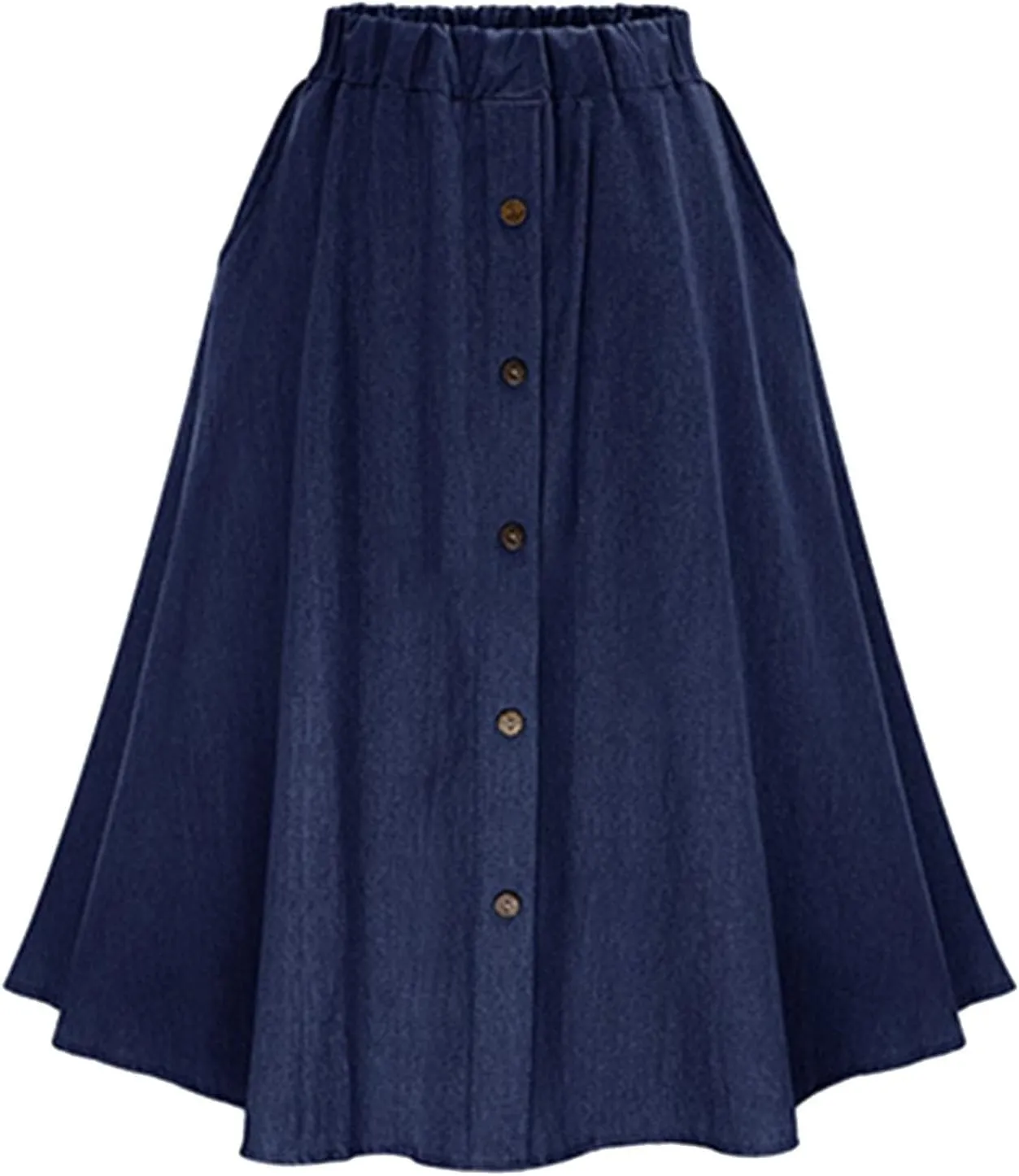 Women's Plus Size Denim Skirt Casual High Waisted A Line Midi with Elastic Waist for School Skirt for Women