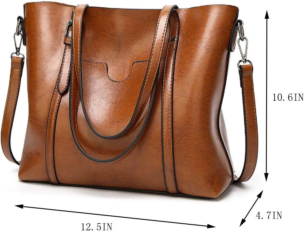 Women's Purses and Handbags for Women PU Leather Top Handle Satchel Ladies Shoulder Tote Bags (Light Grey)
