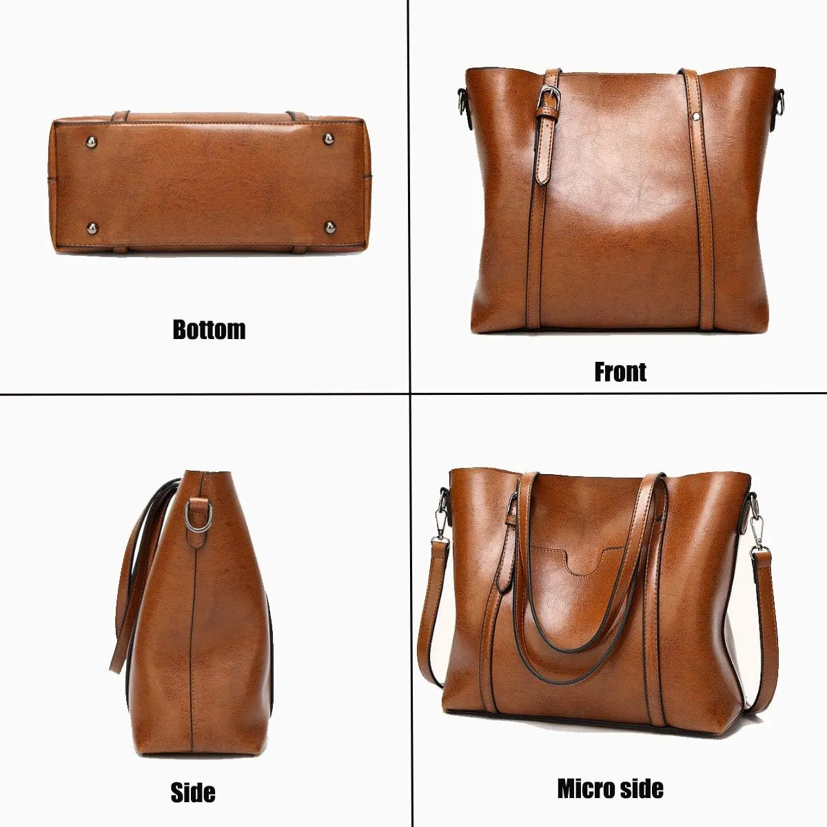 Women's Purses and Handbags for Women PU Leather Top Handle Satchel Ladies Shoulder Tote Bags (Light Grey)