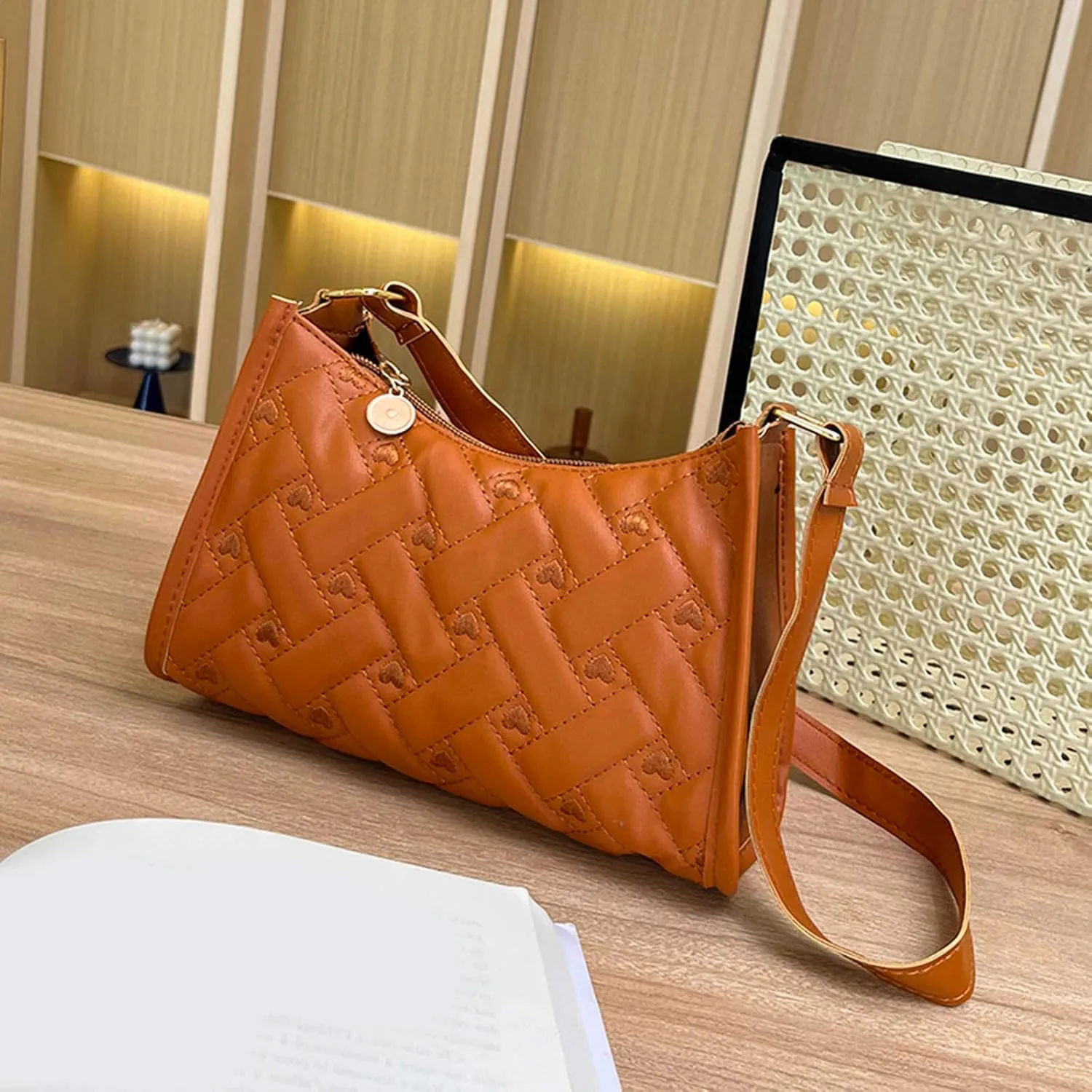 Womens Shoulder Shopping Handbags Waterproof Nylon Crossbody Bags for Woman Trendy Cute Purse for Women Trendy(Brown)