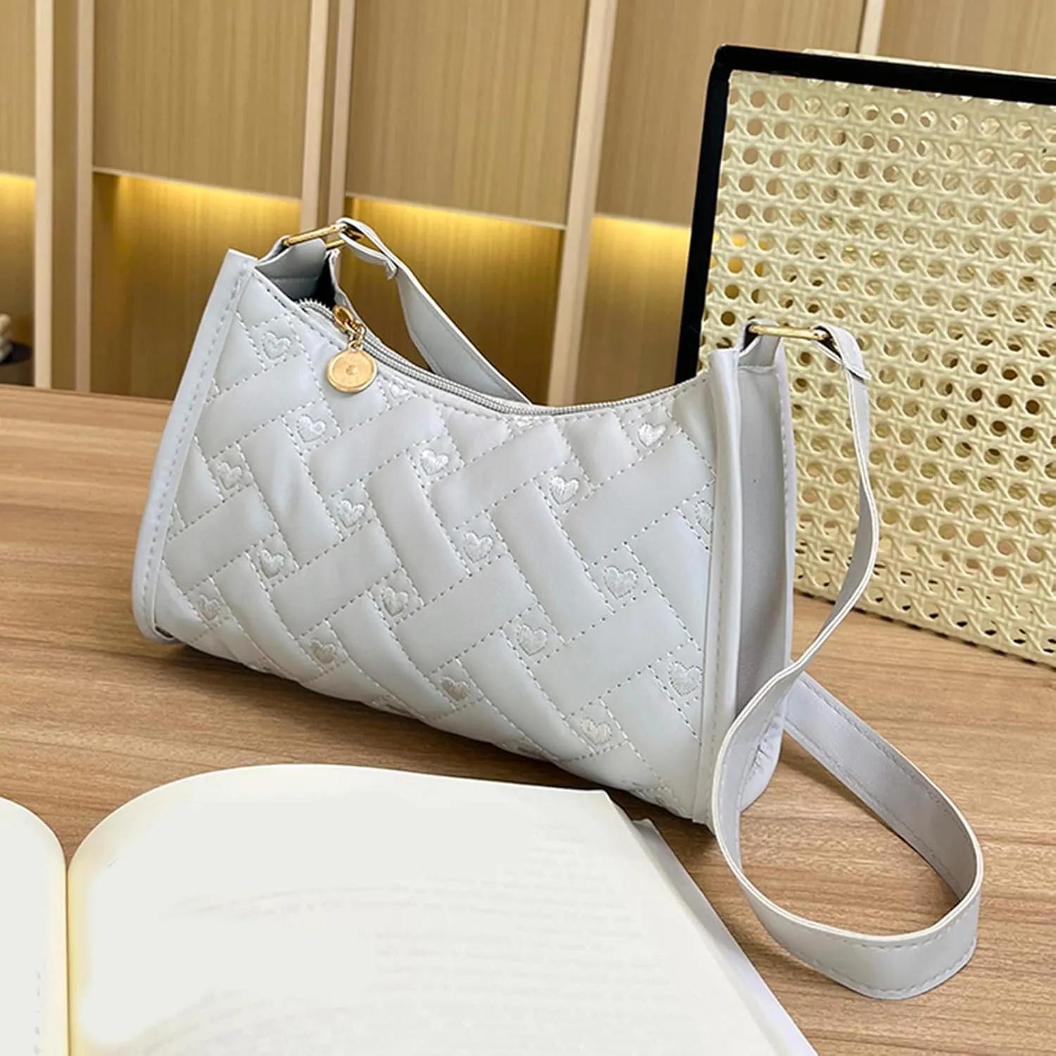Womens Shoulder Shopping Handbags Waterproof Nylon Crossbody Bags for Woman Trendy Cute Purse for Women Trendy(Grey)