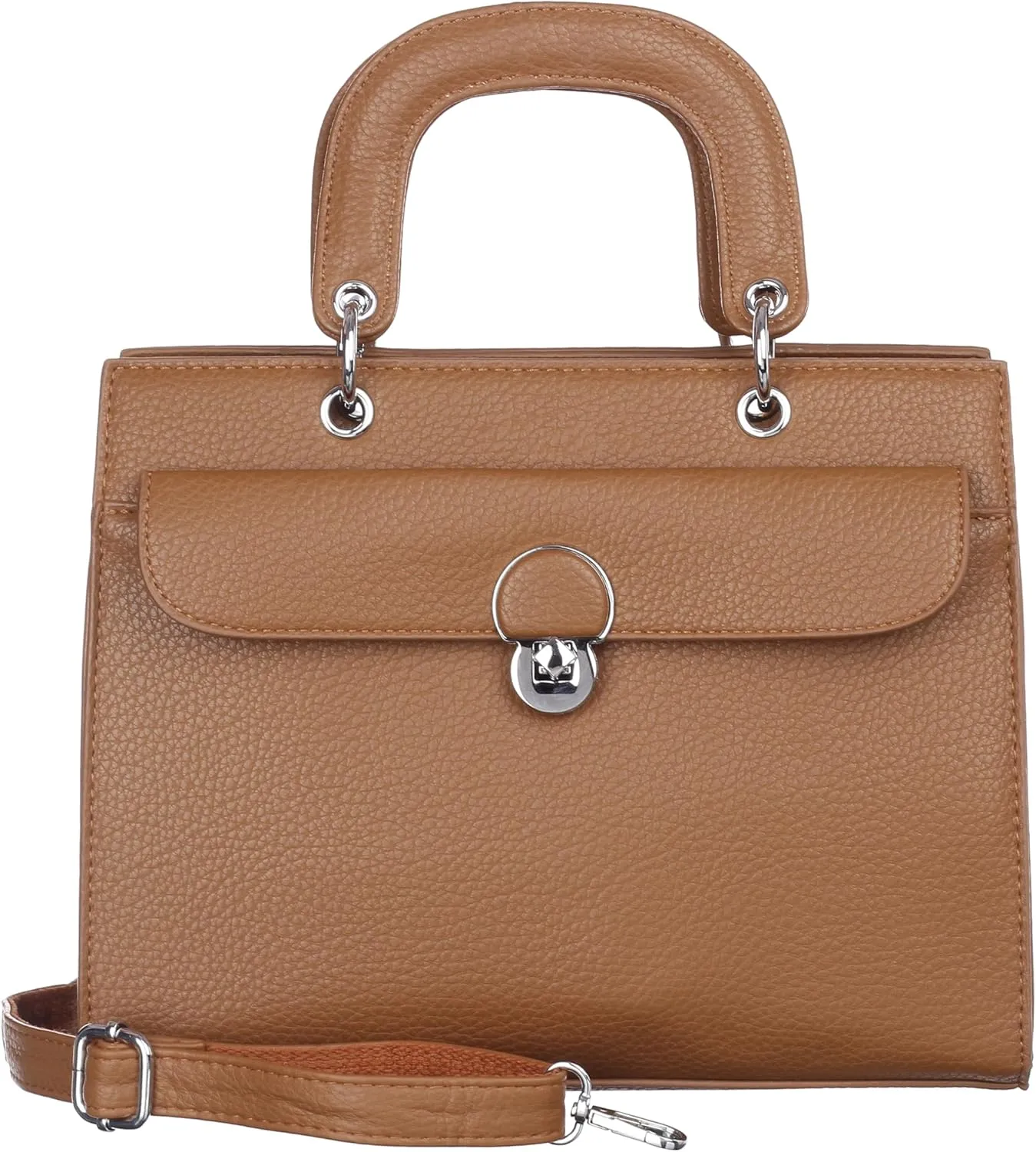 Women's Structured Tote Bag  Elegant Top Handle Satchel with Lock Closure & Adjustable Strap