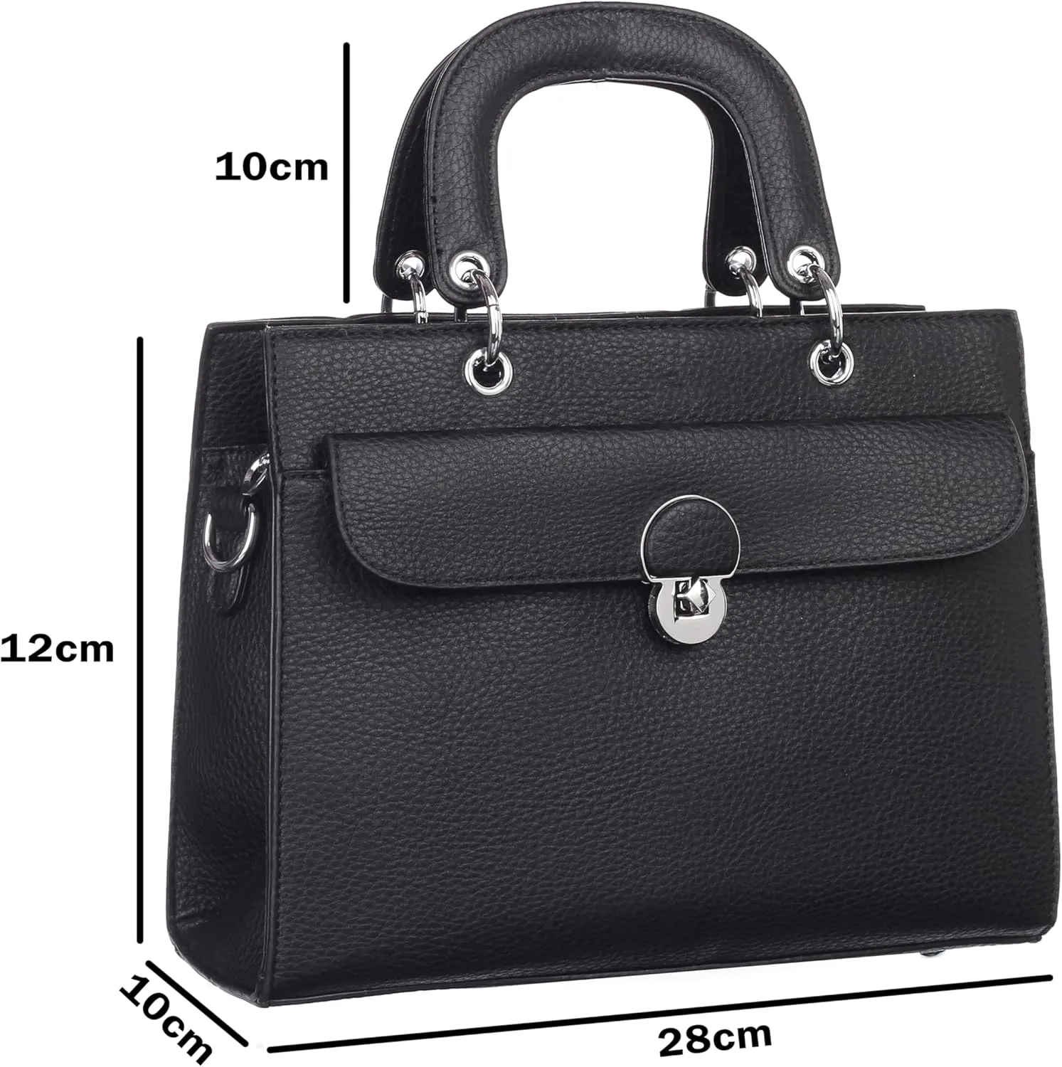 Women's Structured Tote Bag  Elegant Top Handle Satchel with Lock Closure & Adjustable Strap