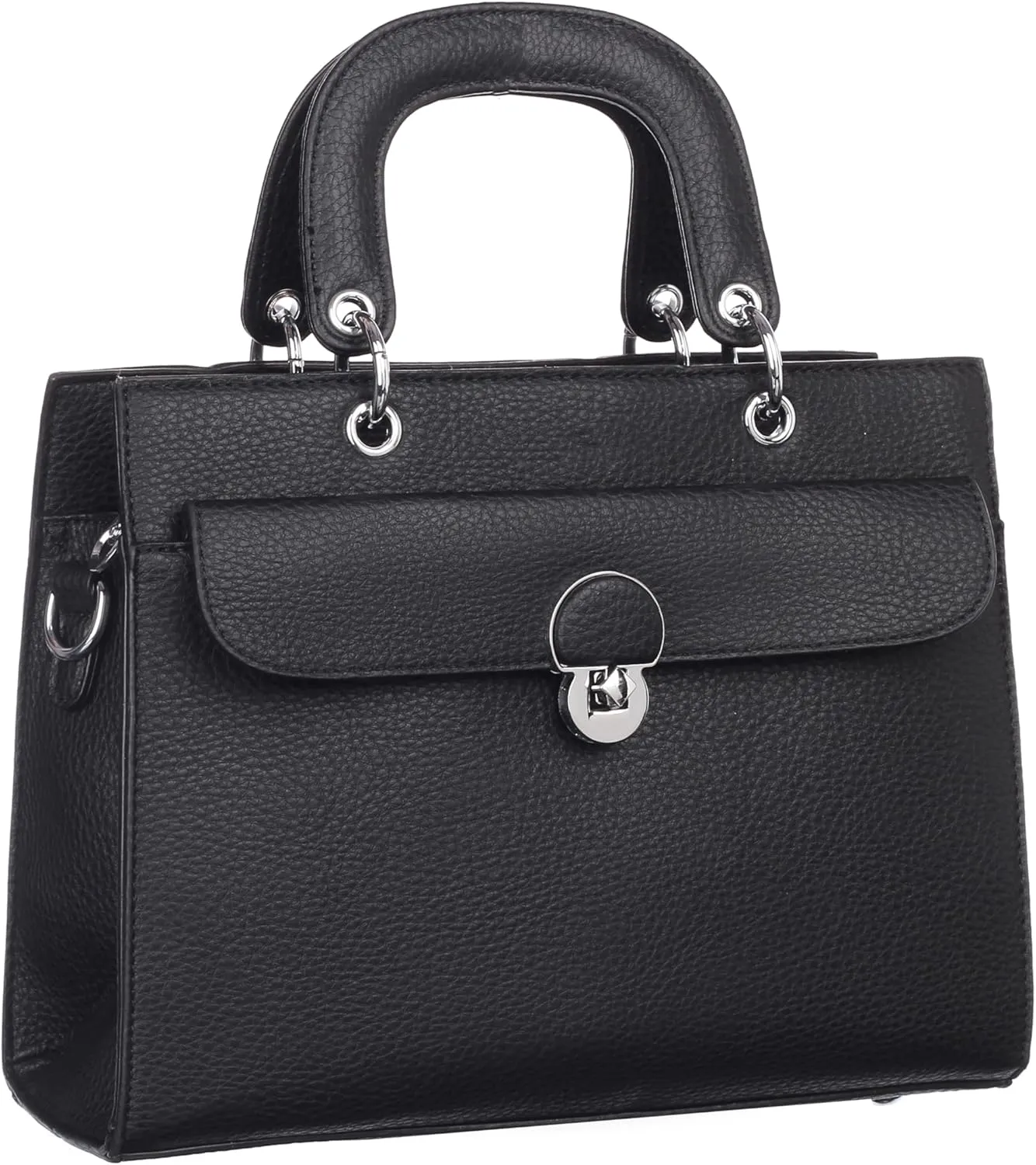 Women's Structured Tote Bag  Elegant Top Handle Satchel with Lock Closure & Adjustable Strap