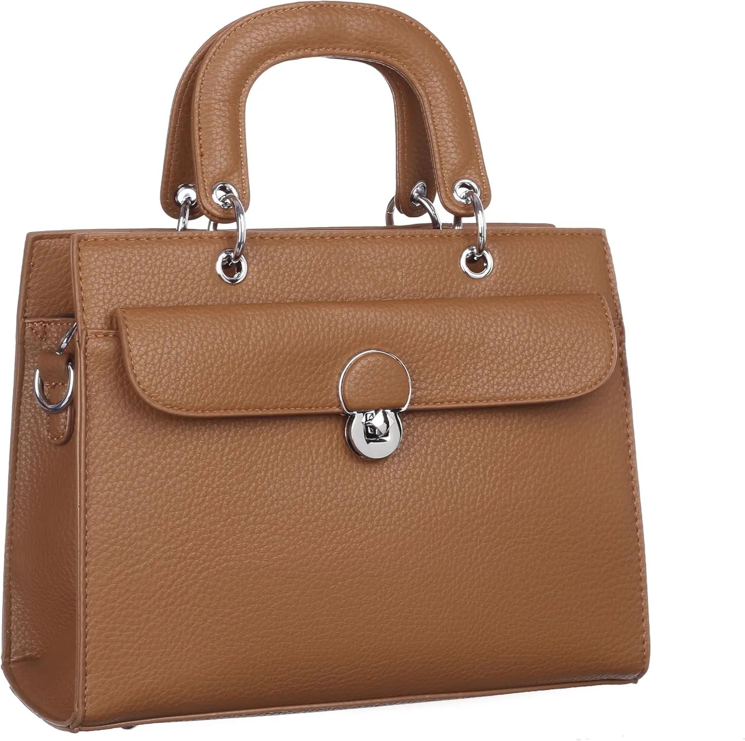 Women's Structured Tote Bag  Elegant Top Handle Satchel with Lock Closure & Adjustable Strap
