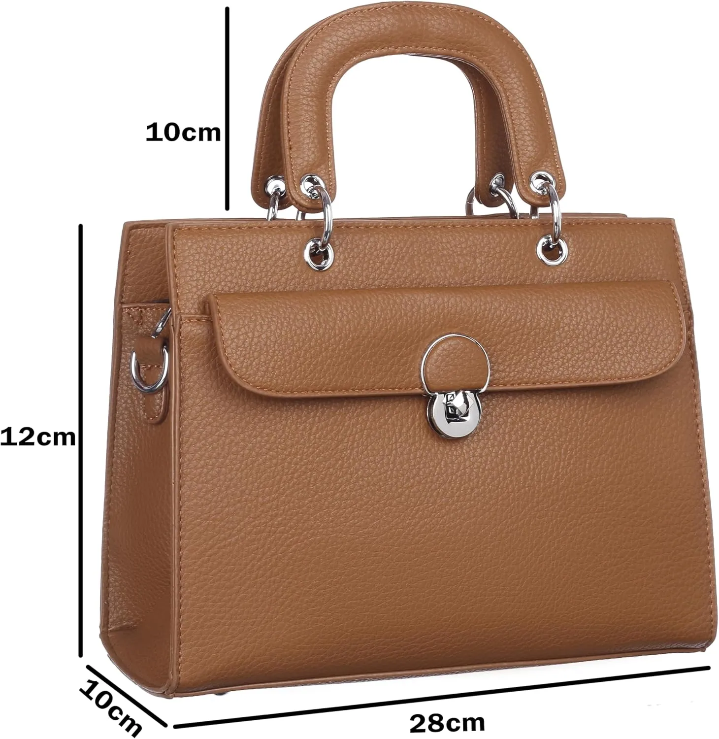 Women's Structured Tote Bag  Elegant Top Handle Satchel with Lock Closure & Adjustable Strap