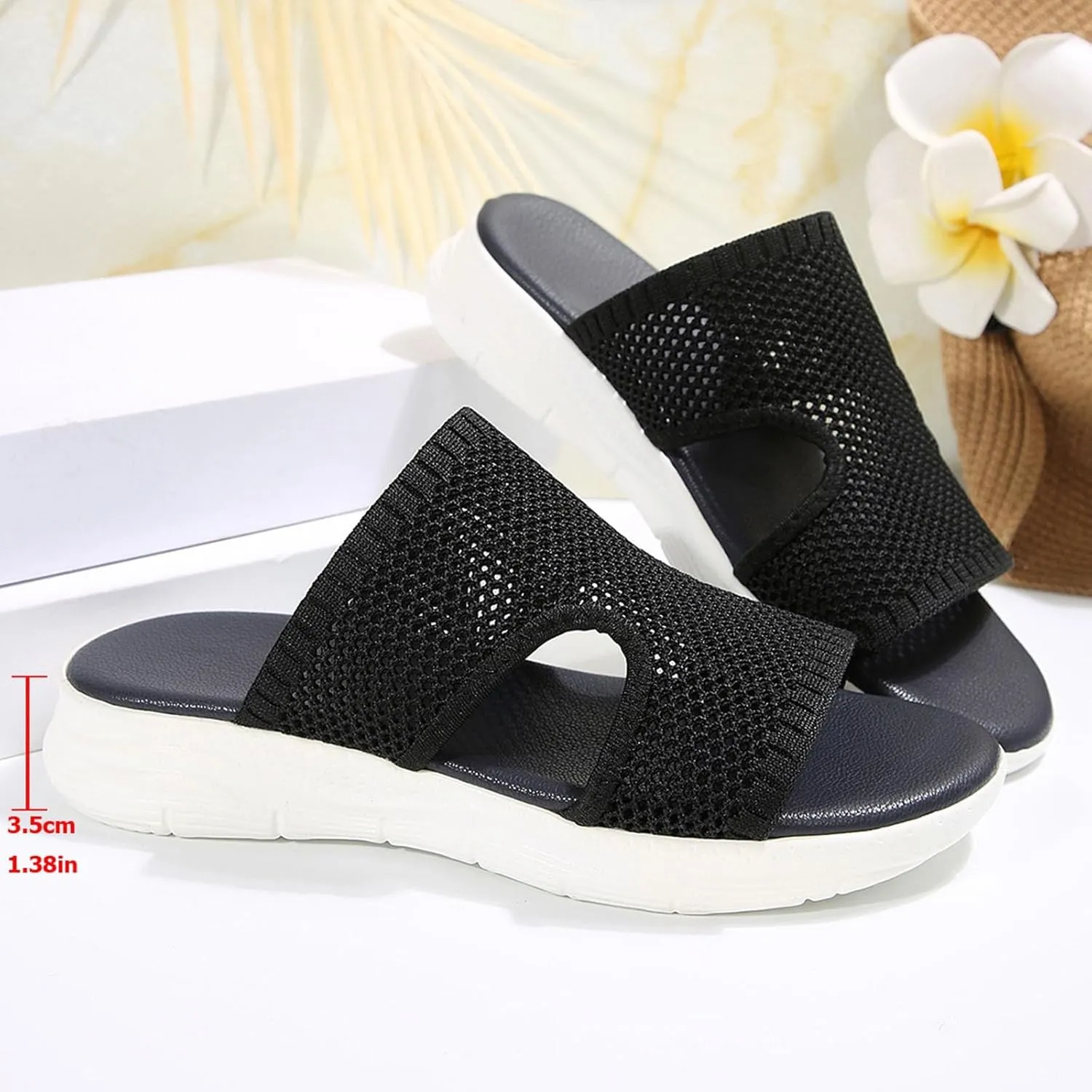 Womens Summer Breathable Mesh Slippers Lightweight Mesh Garden Shoes Platform Footwear Non Slip Comfort Walking Shoes