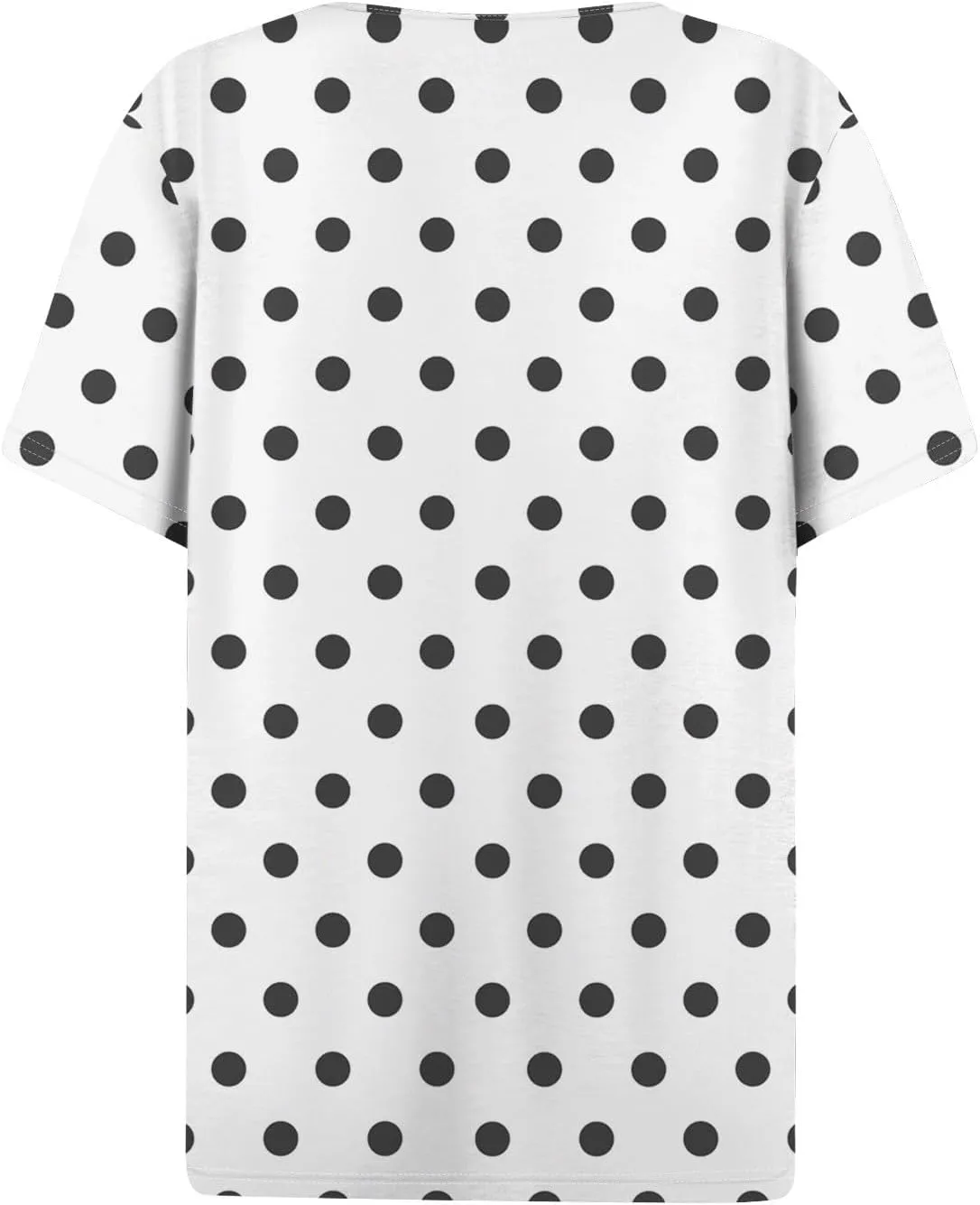 Women's Summer Casual Loose Tops V-Neck Short Sleeve Button Plaid Polka Dot Printed T-Shirt Plus, S-3XL