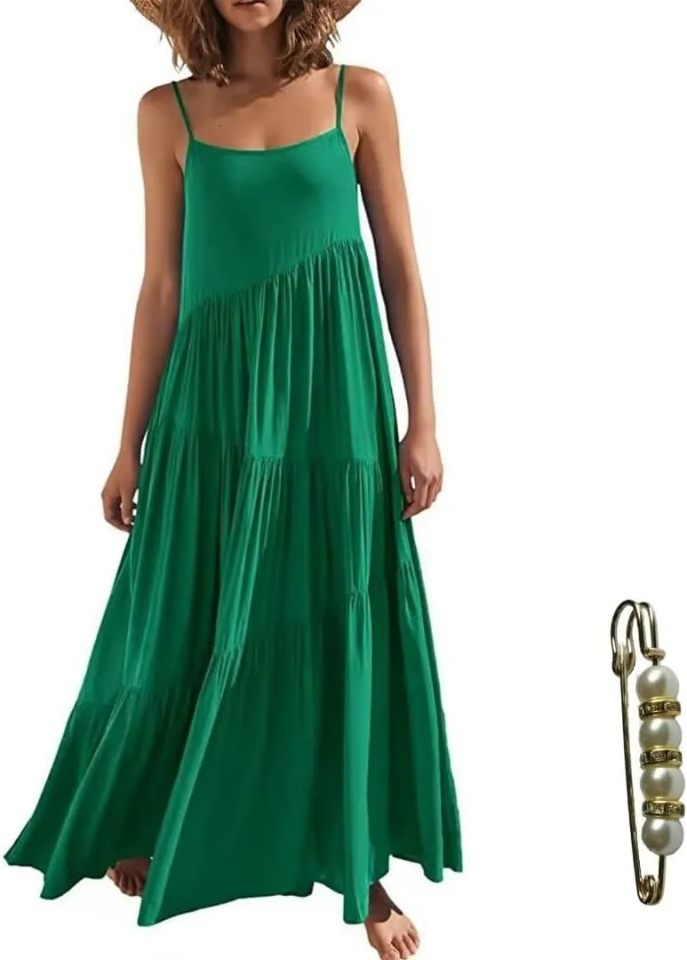 Womens Summer Dresses Spaghetti Strap Maxi Dresses for Women Boho Dress Sun Dresses for Women 2025