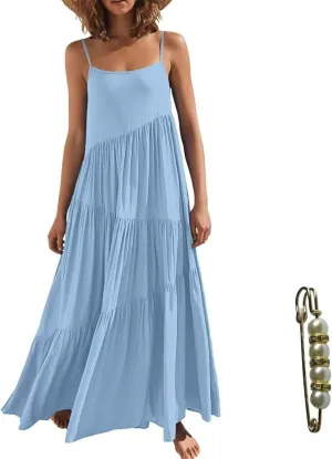 Womens Summer Dresses Spaghetti Strap Maxi Dresses for Women Boho Dress Sun Dresses for Women 2025