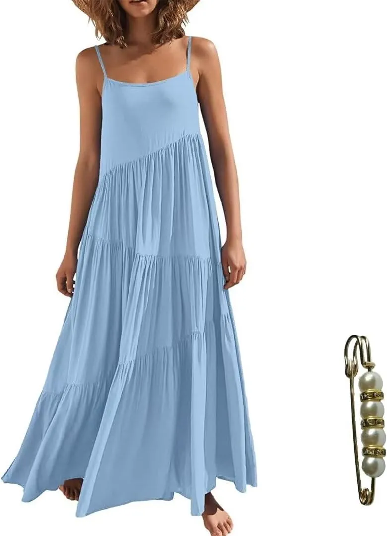 Womens Summer Dresses Spaghetti Strap Maxi Dresses for Women Boho Dress Sun Dresses for Women 2025