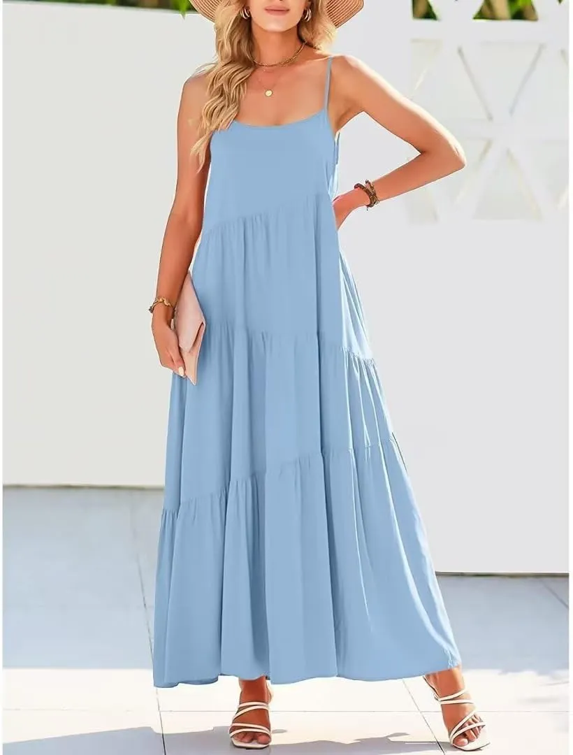 Womens Summer Dresses Spaghetti Strap Maxi Dresses for Women Boho Dress Sun Dresses for Women 2025