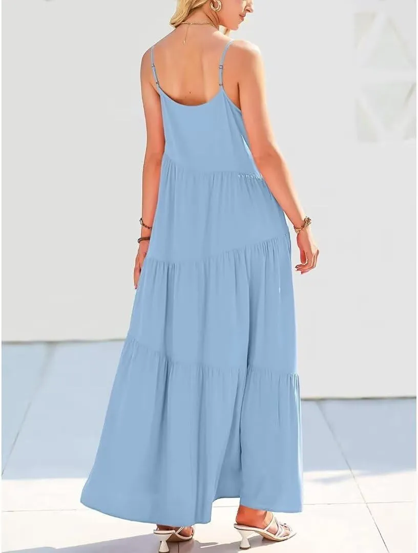 Womens Summer Dresses Spaghetti Strap Maxi Dresses for Women Boho Dress Sun Dresses for Women 2025