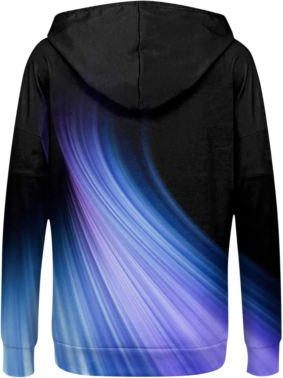 Women's Tie-Dye/White Zip-Up Hoodie With Pockets, Striped, Long Sleeve, S-3XL