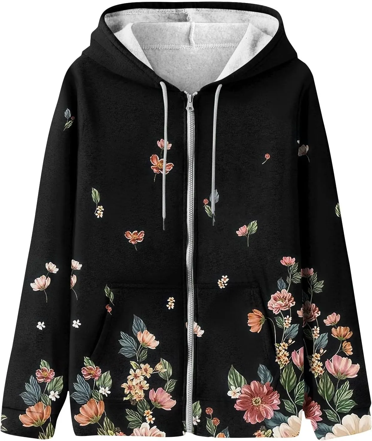 Women's Tie-Dye/White Zip-Up Hoodie With Pockets, Striped, Long Sleeve, S-3XL