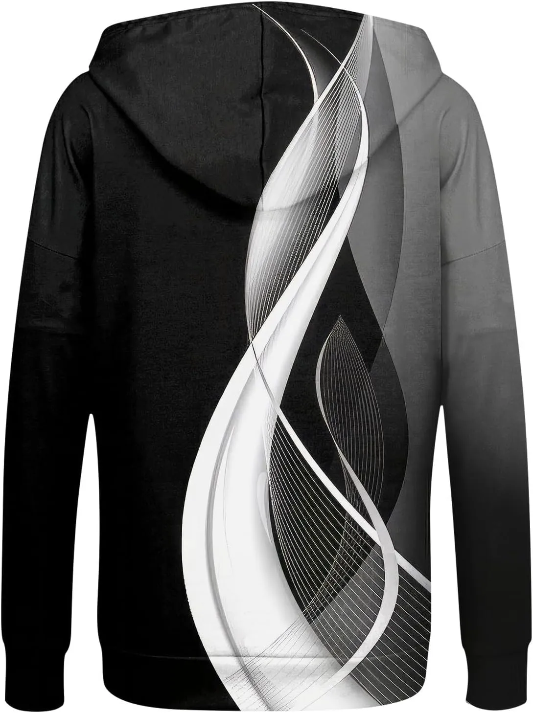 Women's Tie-Dye/White Zip-Up Hoodie With Pockets, Striped, Long Sleeve, S-3XL