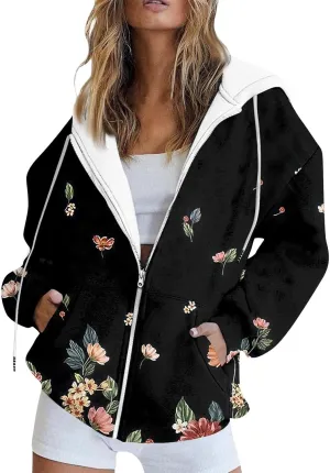 Women's Tie-Dye/White Zip-Up Hoodie With Pockets, Striped, Long Sleeve, S-3XL