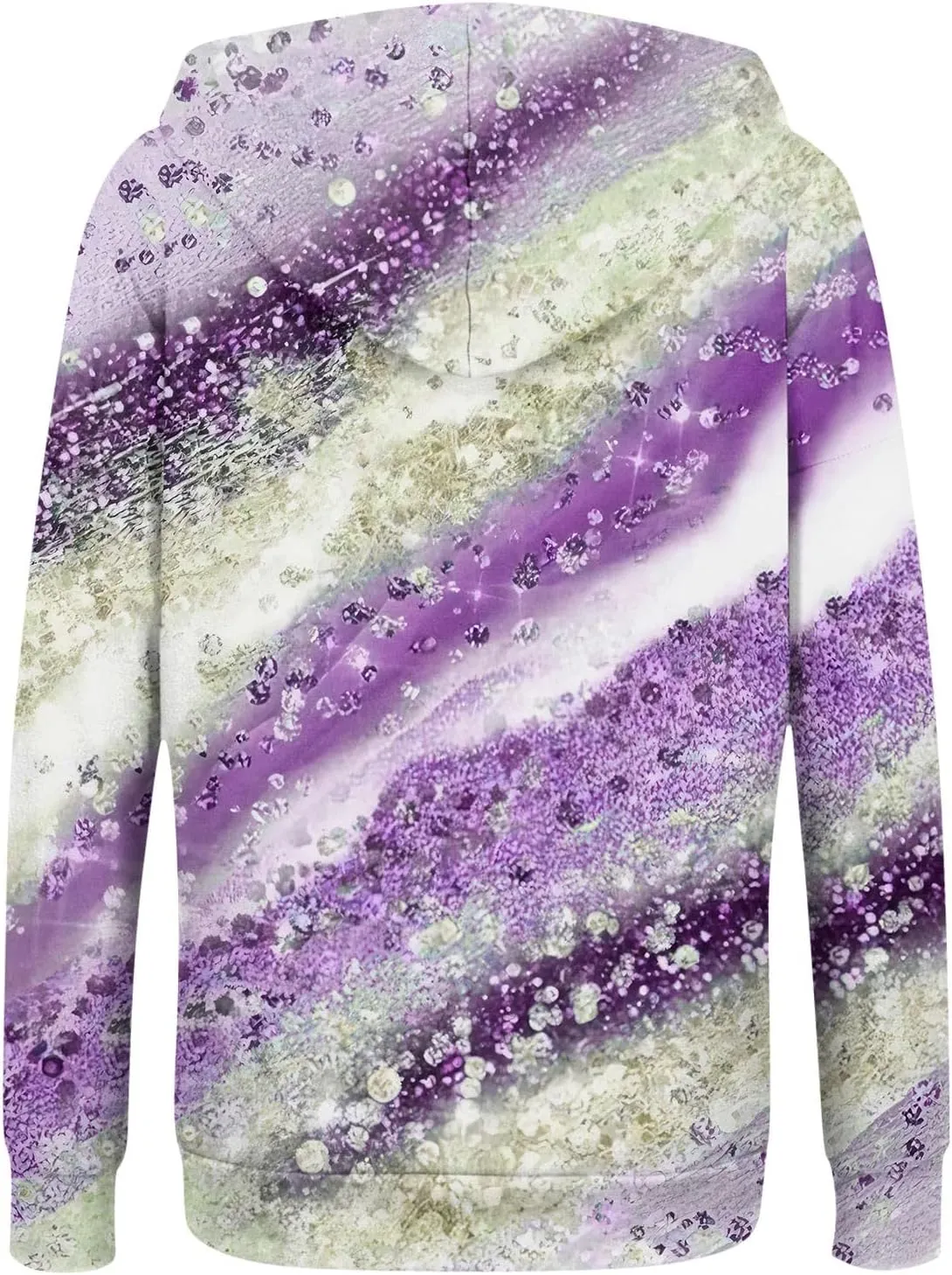 Women's Tie-Dye/White Zip-Up Hoodie With Pockets, Striped, Long Sleeve, S-3XL