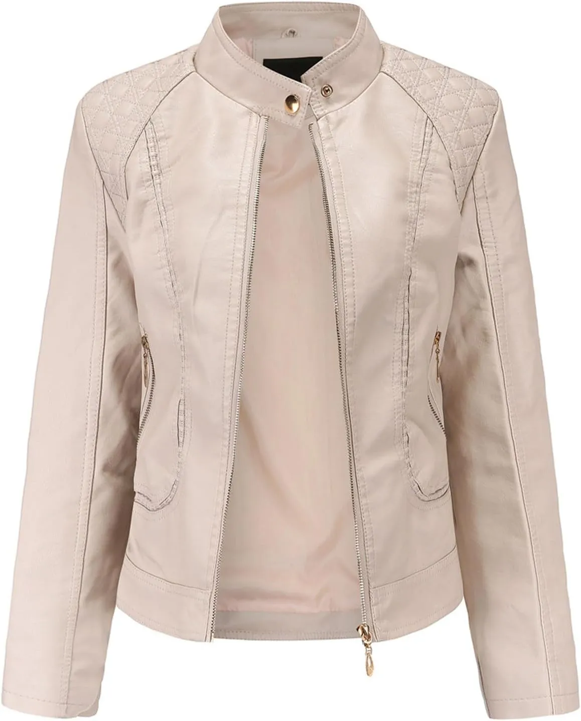 Women's Trendy Faux Leather Jacket Moto Short Jacket Fashion PU Jacket Coat Faux Leather Zip Up Moto Biker Jackets