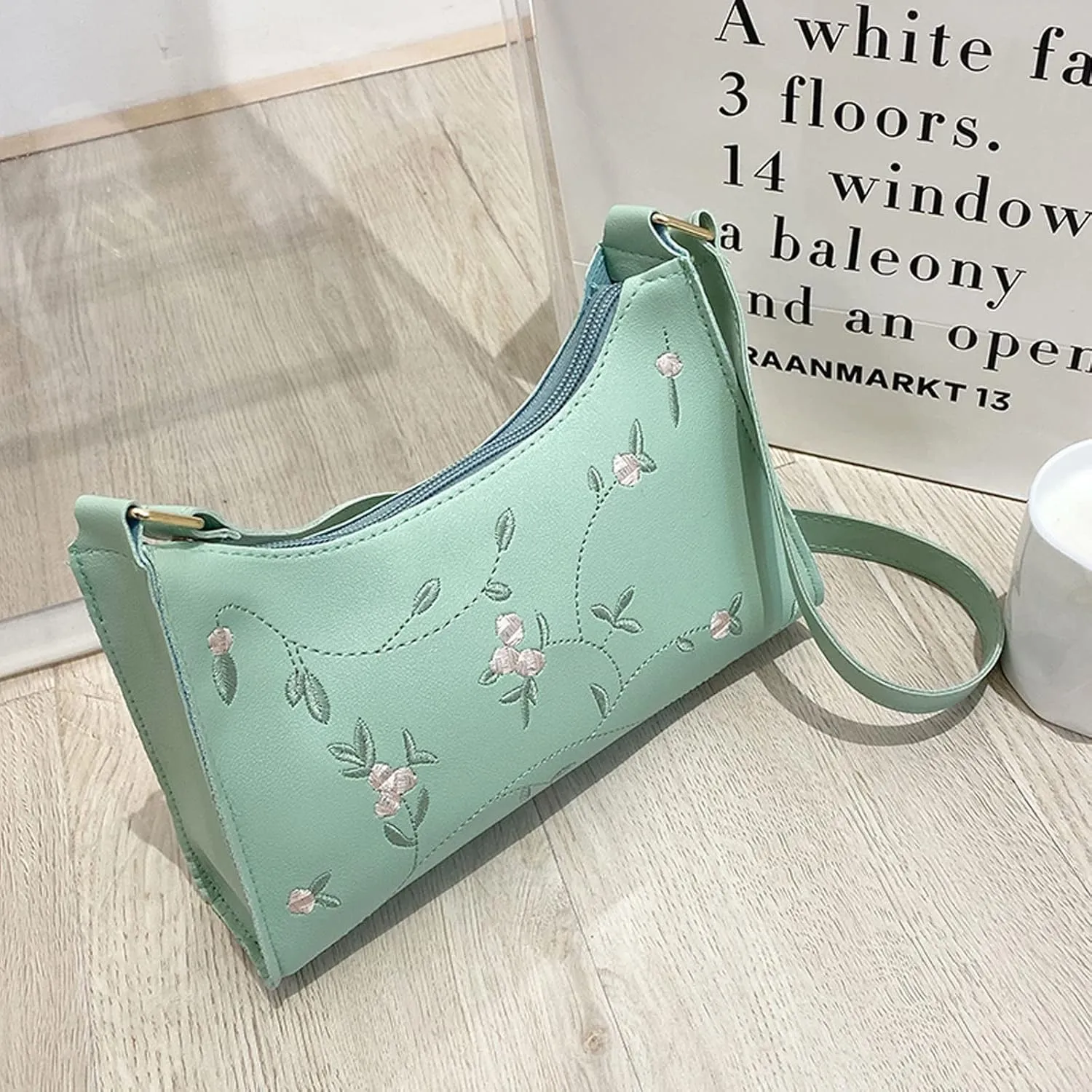 Women's Trendy Purses Vegan Leather Hobo Handbags Fashion Canvas Hippie Crossbody Bags Travel Bag with Zipper(Green)