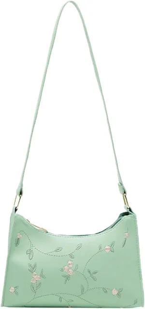 Women's Trendy Purses Vegan Leather Hobo Handbags Fashion Canvas Hippie Crossbody Bags Travel Bag with Zipper(Green)