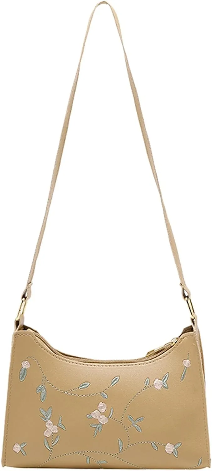 Women's Trendy Purses Vegan Leather Hobo Handbags Fashion Canvas Hippie Crossbody Bags Travel Bag with Zipper(Khaki)