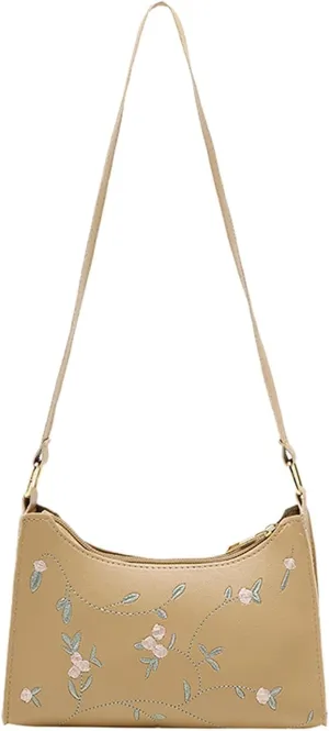 Women's Trendy Purses Vegan Leather Hobo Handbags Fashion Canvas Hippie Crossbody Bags Travel Bag with Zipper(Khaki)