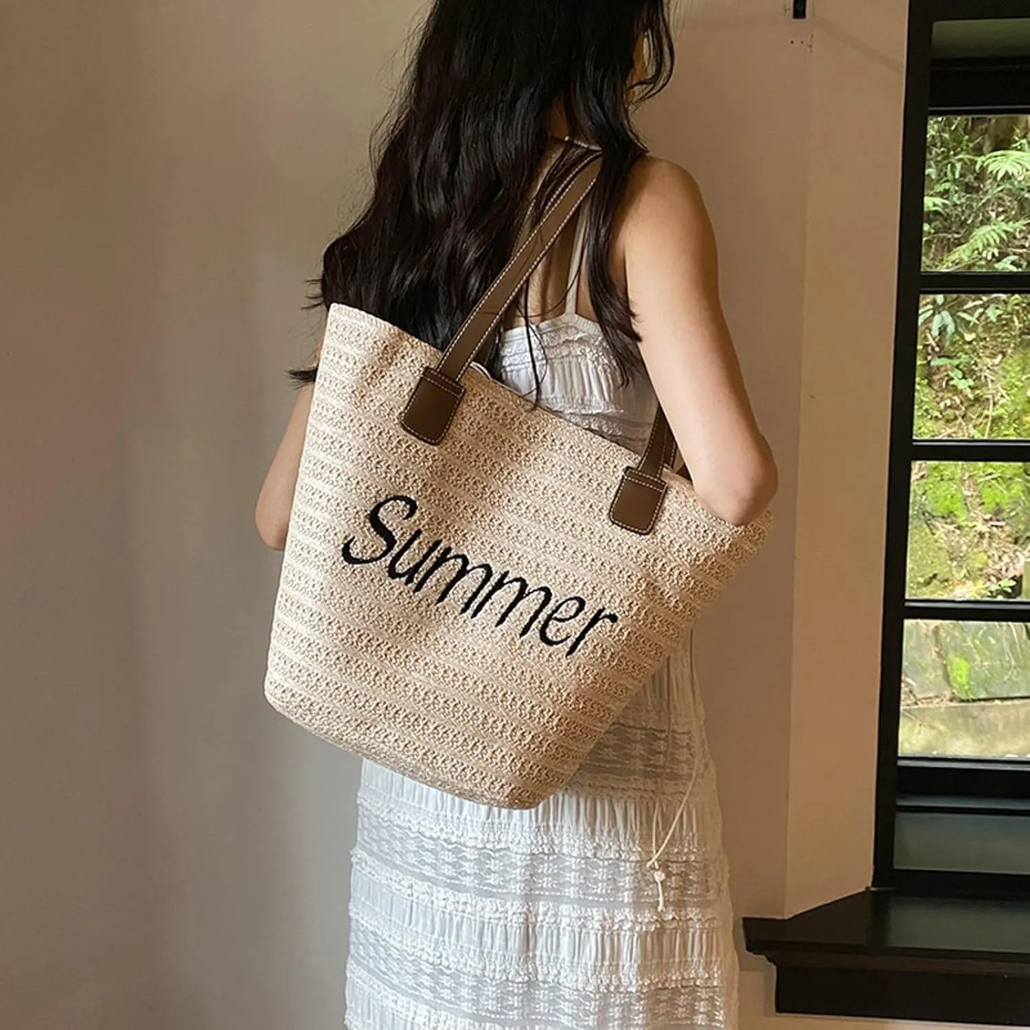 Women's Trendy Purses Vegan Leather Hobo Handbags Fashion Canvas Hippie Crossbody Bags Trendy Clutch Saddle Bag(White)