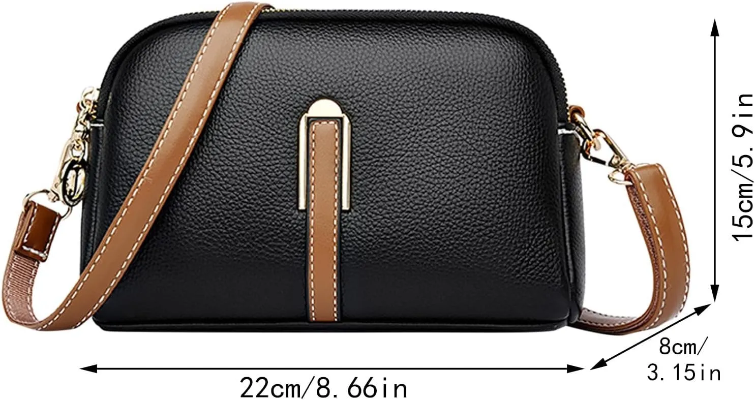 Women's Trendy Purses Vegan Leather Hobo Handbags Genuine Leather Crossbody Bags for Women Womens Crochet Bag(Black)