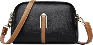 Women's Trendy Purses Vegan Leather Hobo Handbags Genuine Leather Crossbody Bags for Women Womens Crochet Bag(Black)