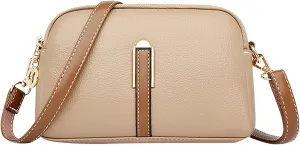 Women's Trendy Purses Vegan Leather Hobo Handbags Genuine Leather Crossbody Bags for Women Womens Crochet Bag(Khaki)