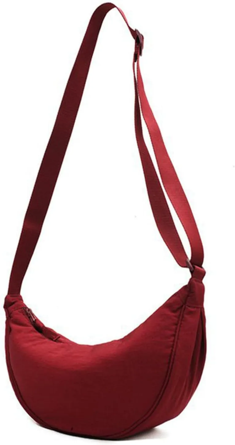 Women's Trendy Purses Vegan Leather Hobo Handbags Lightweight Quilted Fabric Handbags for Women Small Makeup Bag(Red)