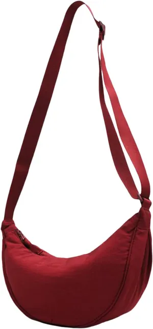 Women's Trendy Purses Vegan Leather Hobo Handbags Lightweight Quilted Fabric Handbags for Women Small Makeup Bag(Red)