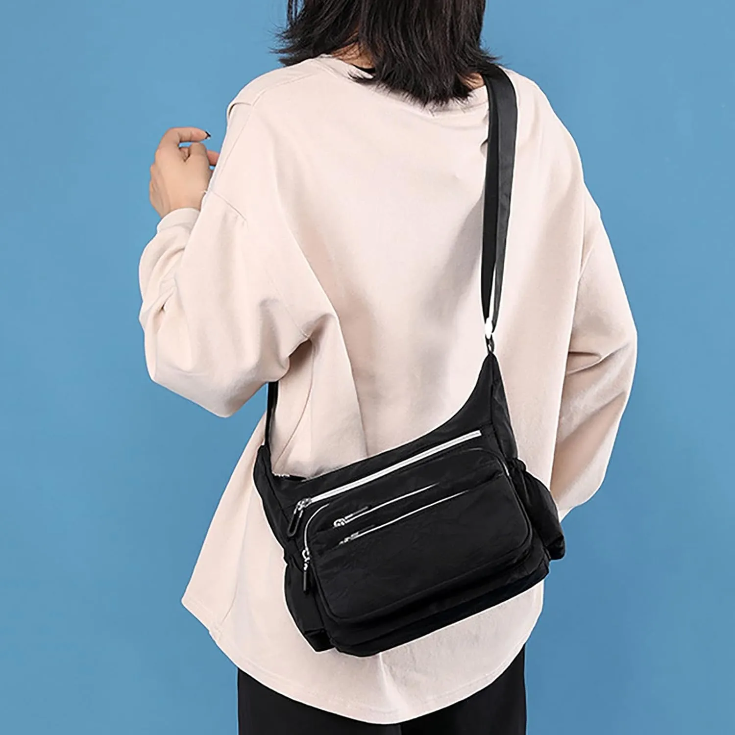 Women's Trendy Purses Vegan Leather Hobo Handbags Lightweight Quilted Fabric Handbags for Women Transparent Bag(Black)