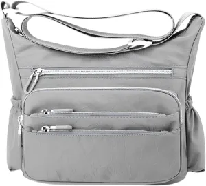 Women's Trendy Purses Vegan Leather Hobo Handbags Lightweight Quilted Fabric Handbags for Women Transparent Bag(Grey)