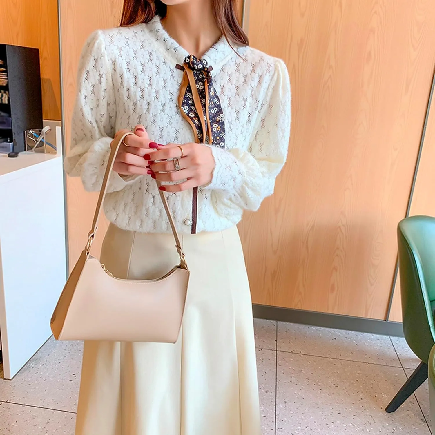 Women's Trendy Purses Vegan Leather Hobo Handbags Women's Shoulder Bags Tote Satchel Hobo Small Clear Backpacks(Khaki)