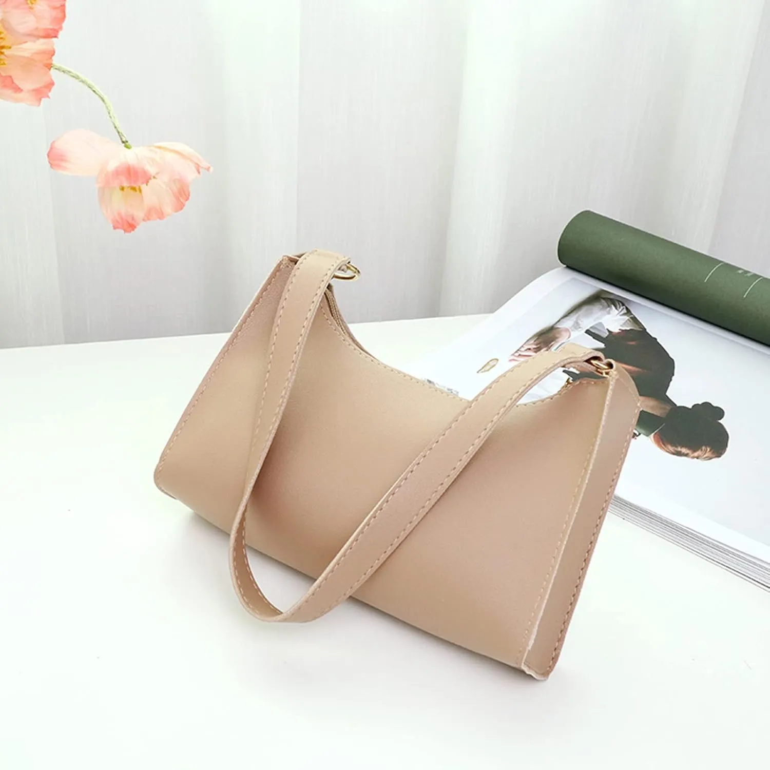 Women's Trendy Purses Vegan Leather Hobo Handbags Women's Shoulder Bags Tote Satchel Hobo Small Clear Backpacks(Khaki)