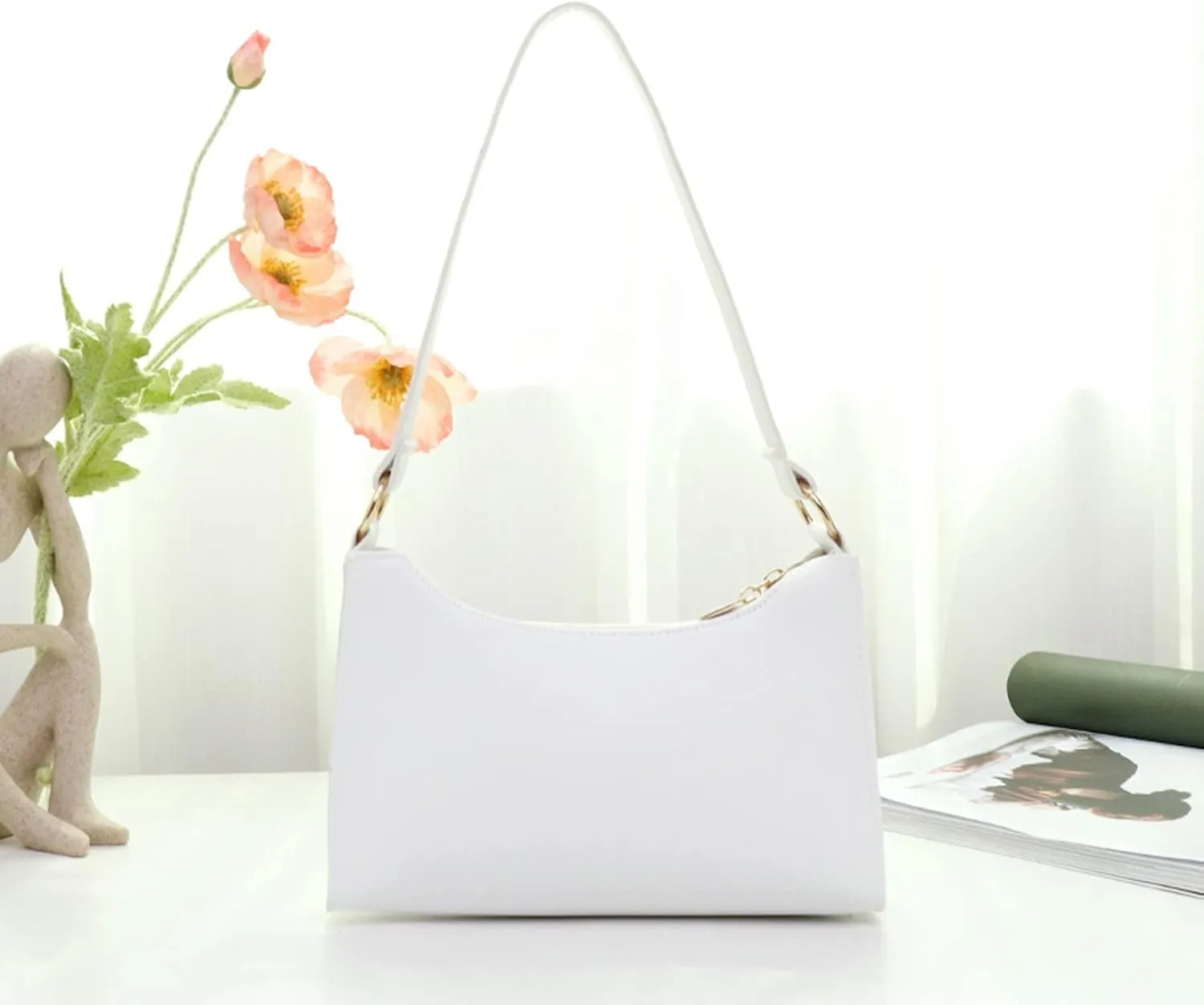 Women's Trendy Purses Vegan Leather Hobo Handbags Women's Shoulder Bags Tote Satchel Hobo Small Clear Backpacks(White)
