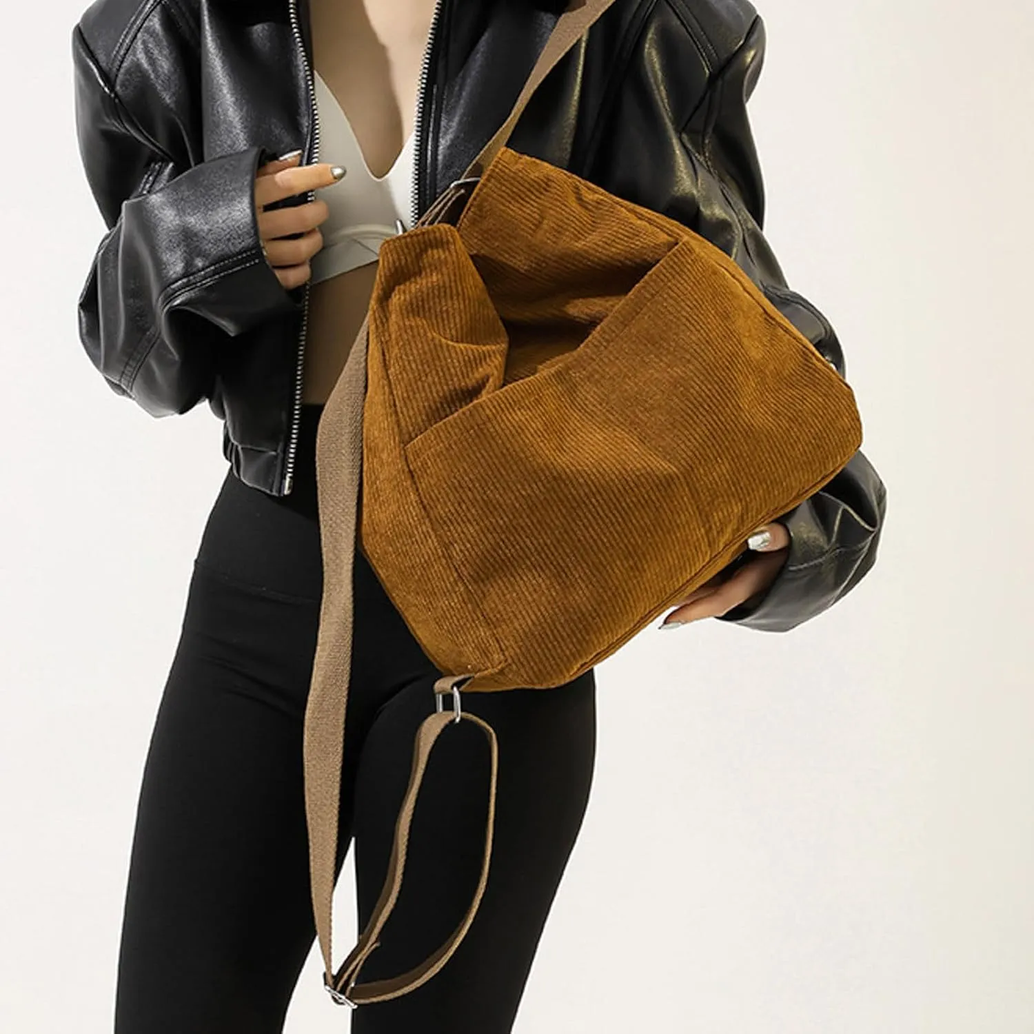 Women's Trendy Purses Vegan Leather Hobo Handbags Women's Shoulder Bags Tote Satchel Hobo Travel Bag with Zipper(Brown)