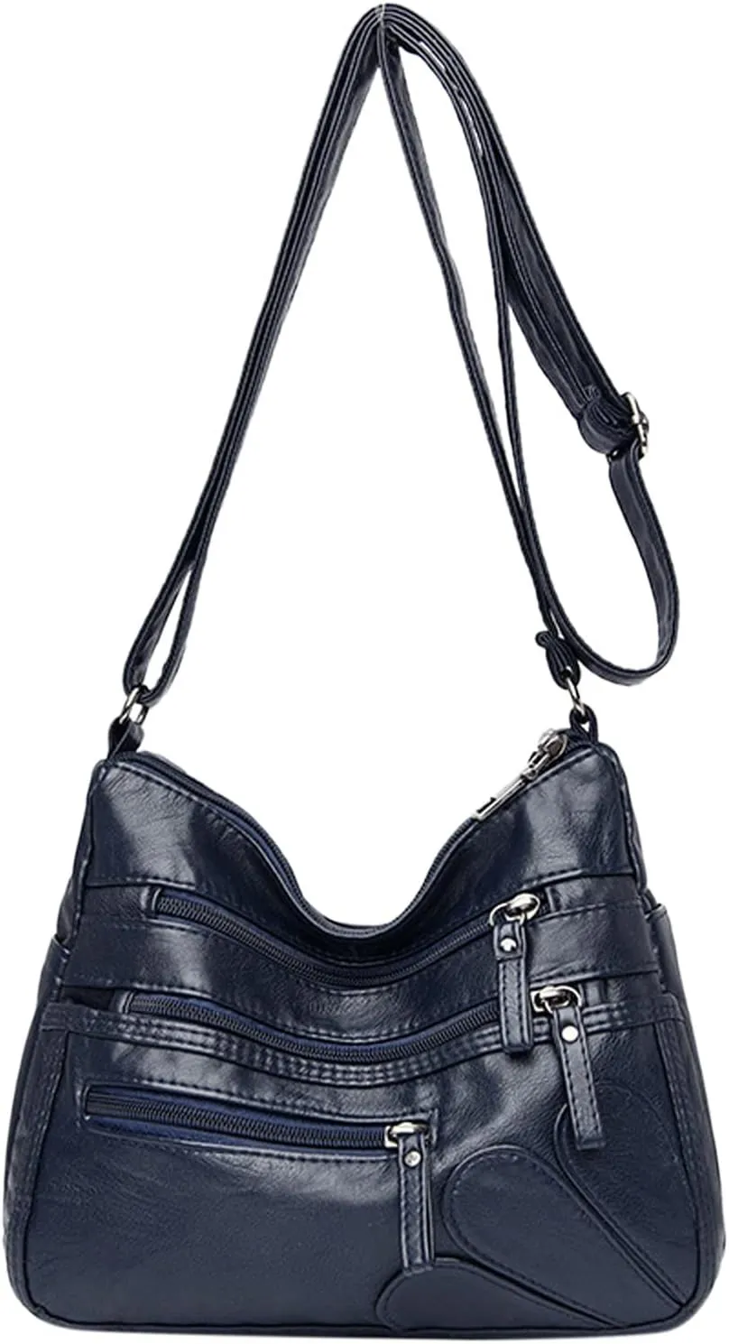 Women's Trendy Purses Vegan Leather Hobo Handbags Women's Shoulder Bags Tote Satchel Hobo Womens Shoulder Purse(Blue)