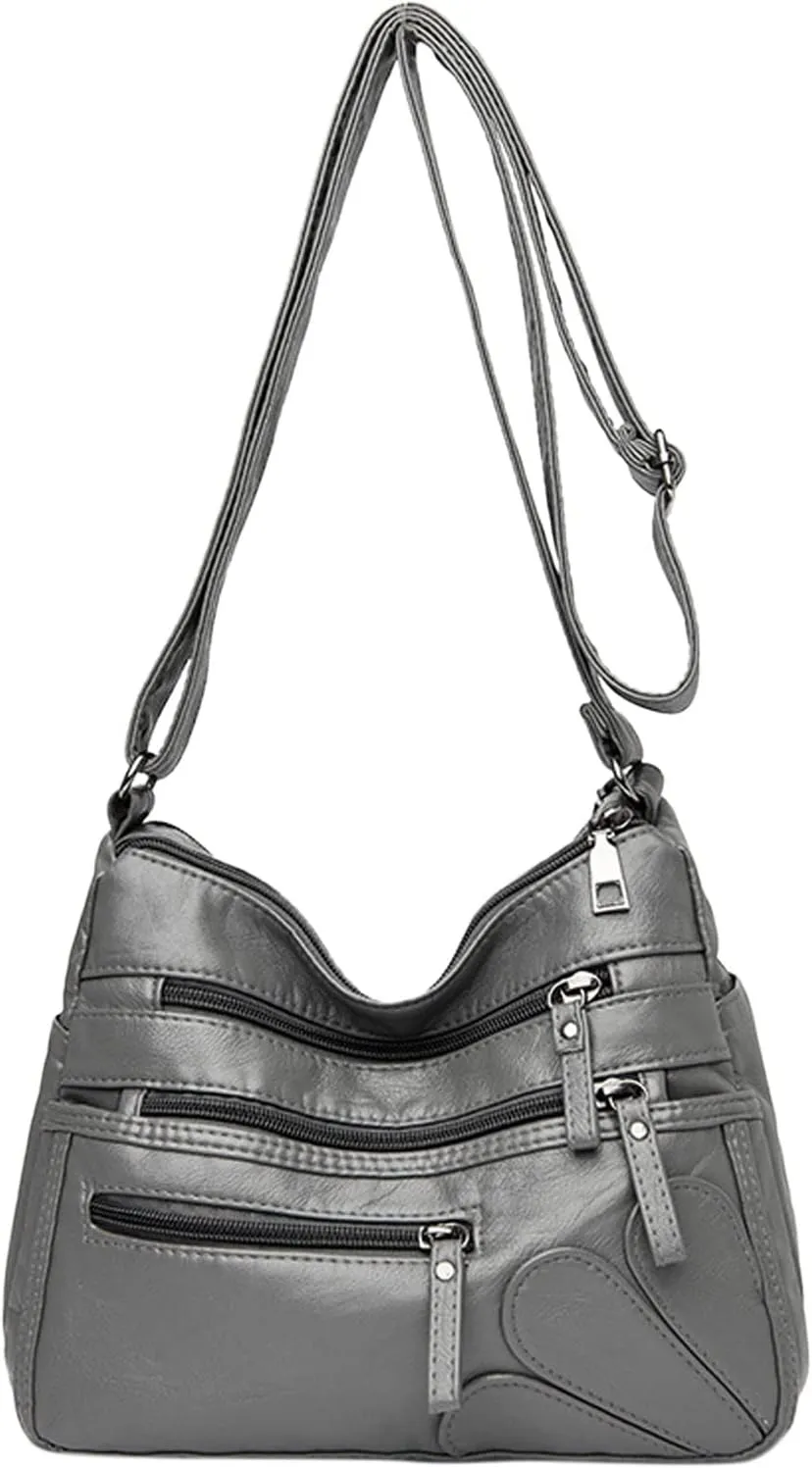 Women's Trendy Purses Vegan Leather Hobo Handbags Women's Shoulder Bags Tote Satchel Hobo Womens Shoulder Purse(Grey)
