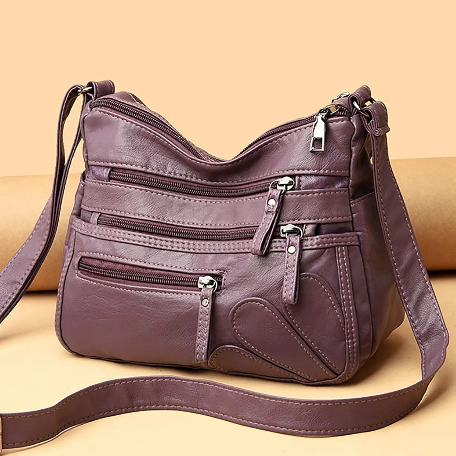 Women's Trendy Purses Vegan Leather Hobo Handbags Women's Shoulder Bags Tote Satchel Hobo Womens Shoulder Purse(Purple)