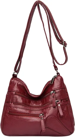Women's Trendy Purses Vegan Leather Hobo Handbags Women's Shoulder Bags Tote Satchel Hobo Womens Shoulder Purse(Red)