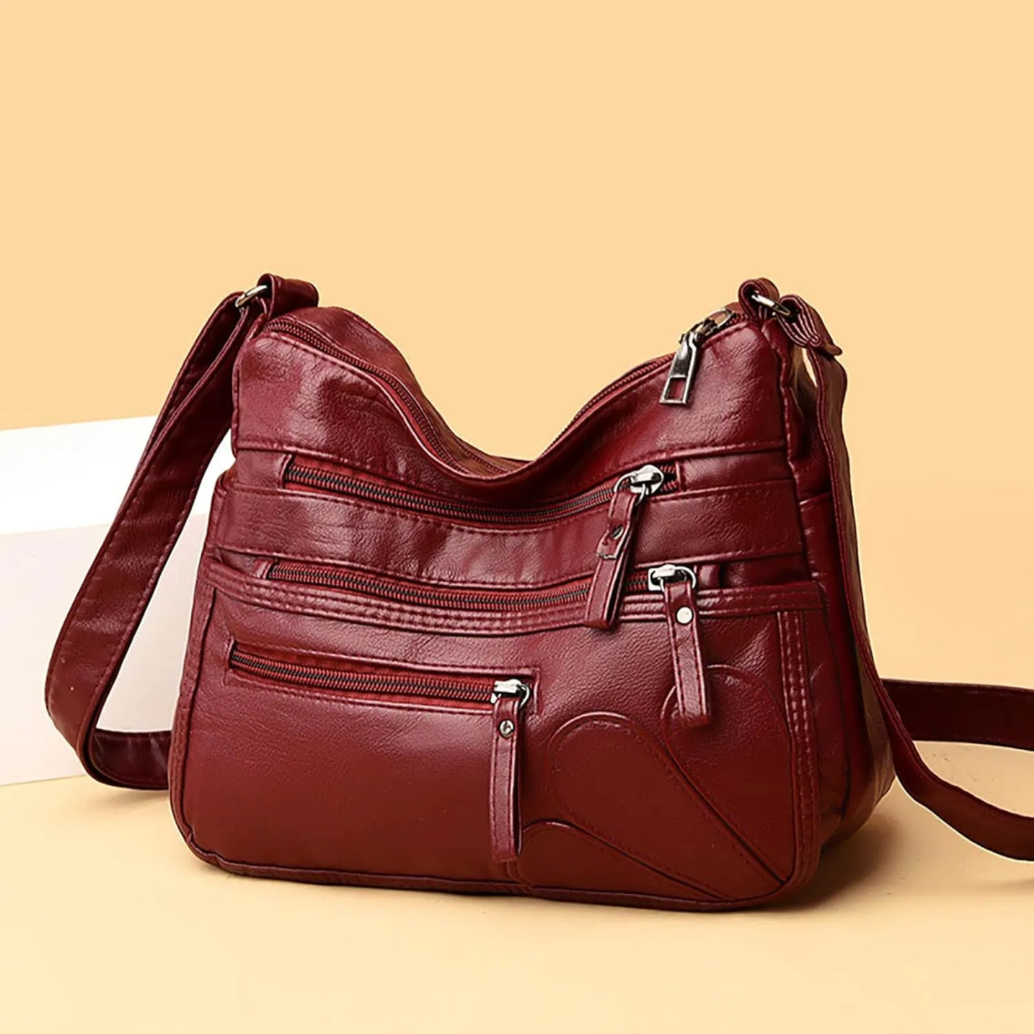 Women's Trendy Purses Vegan Leather Hobo Handbags Women's Shoulder Bags Tote Satchel Hobo Womens Shoulder Purse(Red)