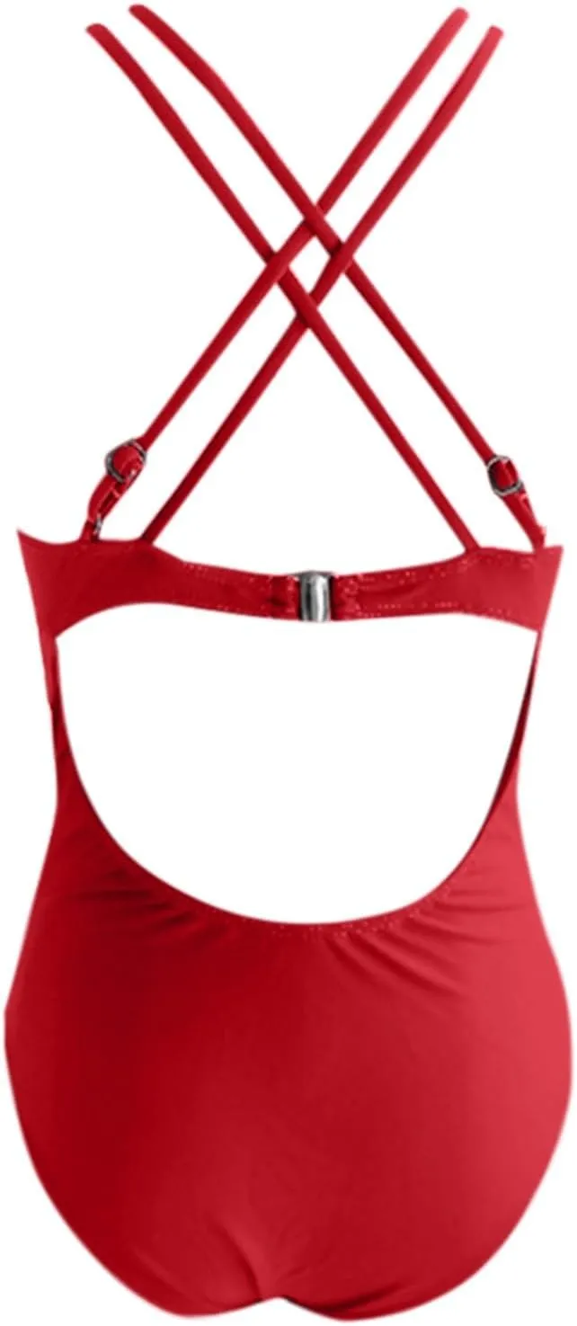 Women's Tummy Control Monokinis Swimsuits One Piece Neon Color Block Swimwear Deep V Neck Slimming Bathing Suit