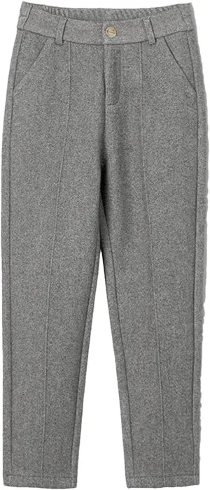 Women's Winter Thicken Dress Pants Women Slim Fit Warm Casual High Waist Office Straight Trousers