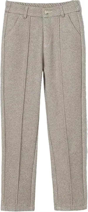 Women's Winter Thicken Dress Pants Women Slim Fit Warm Casual High Waist Office Straight Trousers