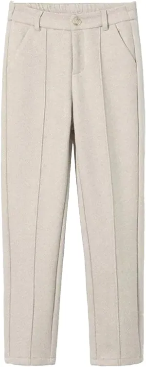 Women's Winter Thicken Dress Pants Women Slim Fit Warm Casual High Waist Office Straight Trousers